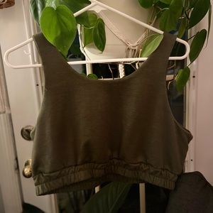 Olive Green Sweater Crop Top